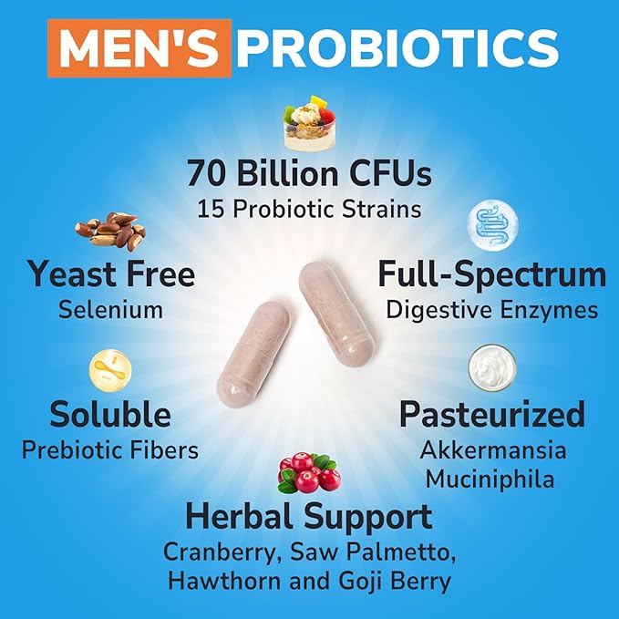 10 in 1 Magnesium Complex 120 Vegan Capsules &amp Probiotics for Men 70 Billion CFU 15 Strains