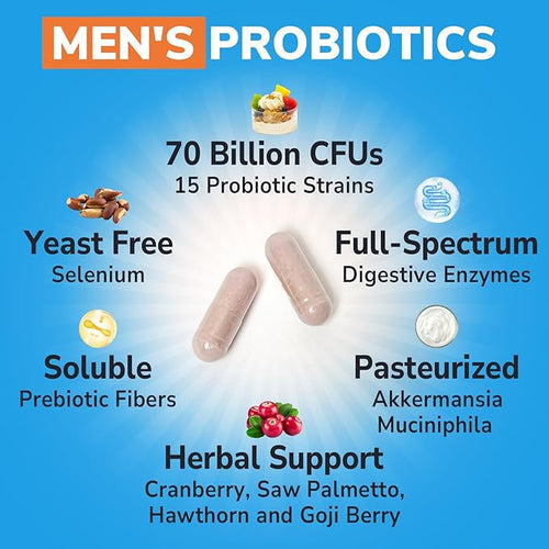 10 in 1 Magnesium Complex 120 Vegan Capsules &amp Probiotics for Men 70 Billion CFU 15 Strains