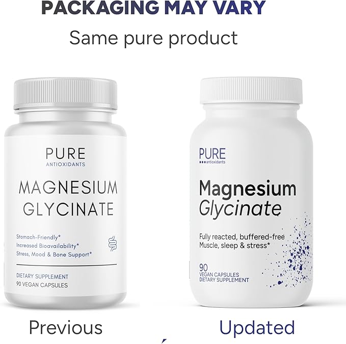 100% Pure Magnesium Glycinate | Fully Reacted Magnesium Bisglycinate Buffered-Free | Muscle Relaxation &amp Sleep Support – Well Tolerated (Vegan Non-GMO) 90 Capsules | Made in the USA