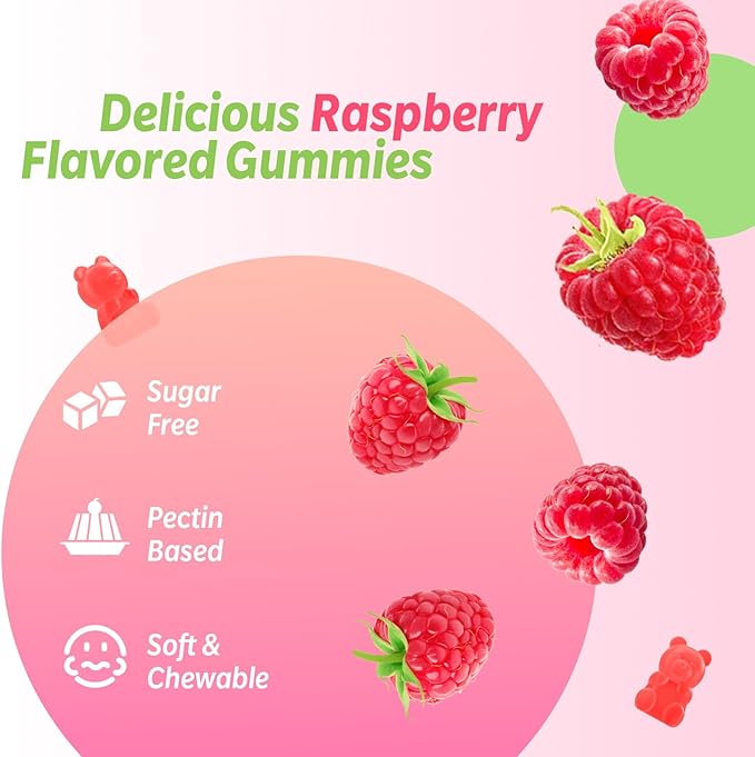 200MG Magnesium Glycinate Gummies High Absorption Magnesium Glycinate Supplements for Relaxation Raspberry Flavor 2 Pack 120 Count
