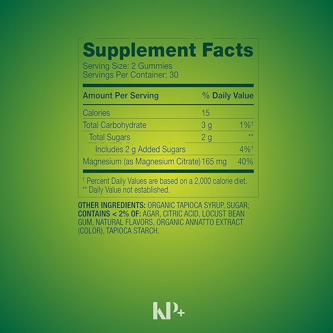KP+ Magnesium Gummies | Magnesium Citrate 165 mg | 60 Vegetarian Gummies | Supports Bone Muscle &amp Nerve Health | Orange Flavor | Pack of 1
