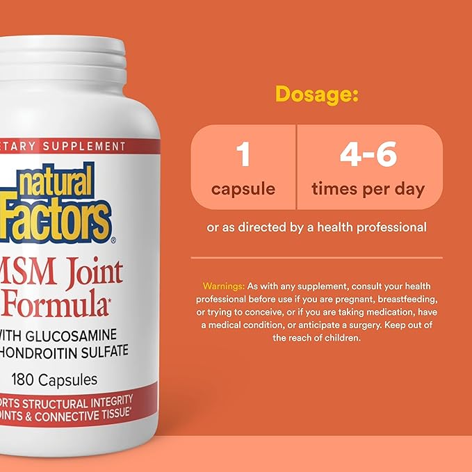 Natural Factors MSM Joint Formula Supports Healthy Joints and Mobility 180 Capsules