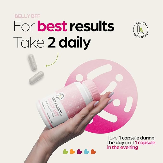 BELLY BFF Probiotic Supplement - 40 Billion CFU Daily Gut Health Complex Support - Astragalus &amp Lactobacillus Acidophilus Digestive Health Probiotics for Women &amp Men - 60 Vegan Shelf Stable Ca