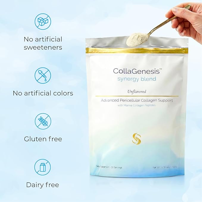 CollaGenesis™ – 25g Protein Marine Collagen Peptides MSM &amp Hyaluronic Acid Complete Amino Acid Profile Vitamins &amp Minerals Collagen Support Cofactors – Synergy Blend – Unflavored