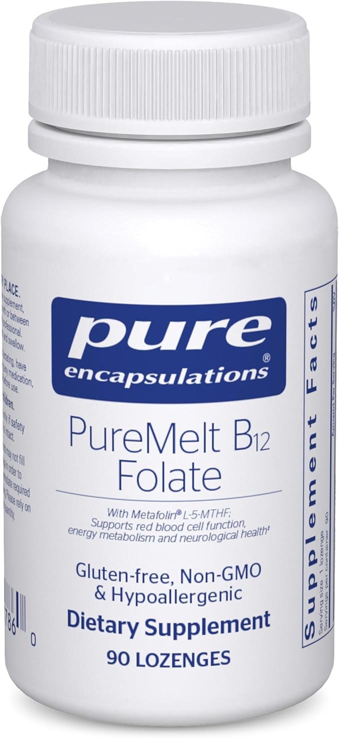 Pure Encapsulations PureMelt B12 Folate - Active B Vitamin with L-5-MTHF - Metabolism Support &amp Red Blood Cell Function* - Non-GMO &amp Vegan - 90 Lozenges