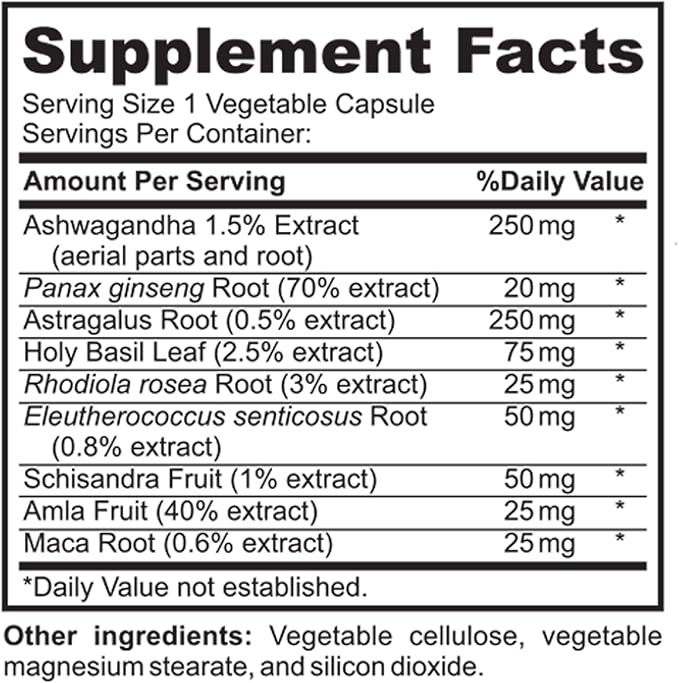 Mood Support Capsules with Ashwagandha Astragalus Root Holy Basil Leaf and More. Supports Mood Management and Emotional Balance 60 Capsules