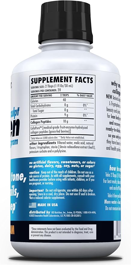HEALTH DIRECT – AminoSculpt Liquid Collagen Micropeptides – 28 FL Oz – 28 Servings – 10 Grams of Premium Medical-Grade Liquid Collagen for Women – Orange Cream