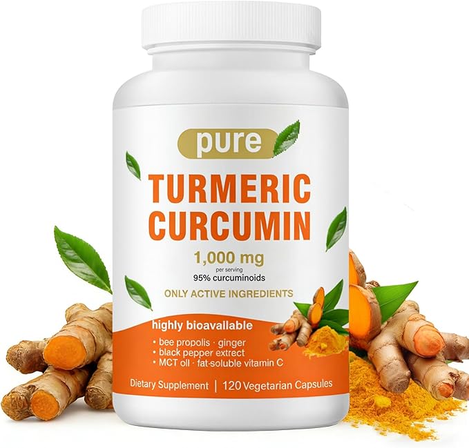 Turmeric Curcumin Supplement 1000mg with Black Pepper Extract High Absorption Turmeric Supplement with 95% Curcuminoids for Body Support Gluten Free 120 Capsules with Curcuma Ginger MCT Oil