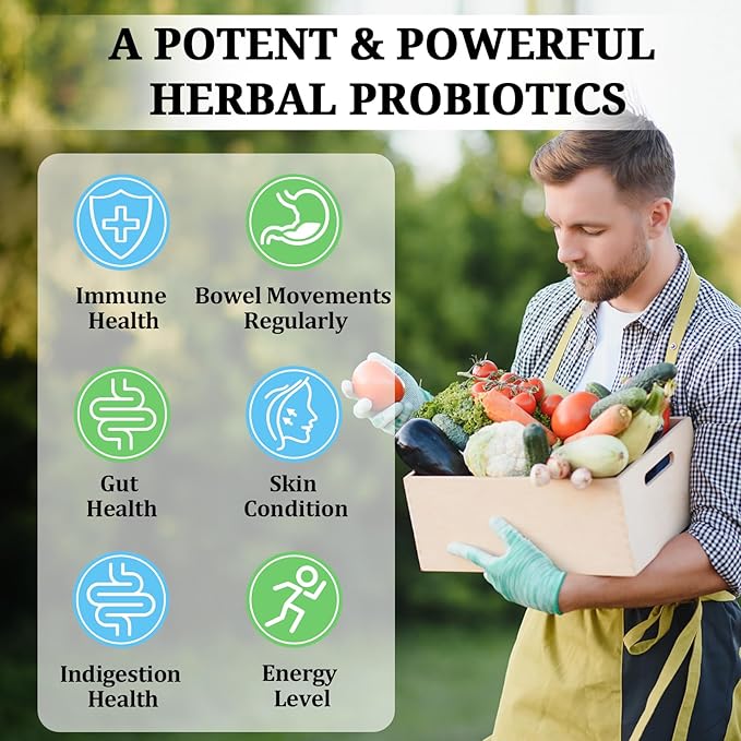 Probiotics for Women and Men 300 Billion CFU 24 Strains Probiotics with 15 Organic Herbs probiotics Blend Probiotic Supplement for Digestive Gut Immune &amp Whole-Body Health -6 Month Supply