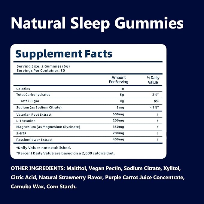 ZAYMAN Melatonin Free Sleep Gummies Natural Sleep Aid Gummies with L-Theanine Magnesium Glycinate Valerian Root Passionflower - Sugar Free Strawberry Flavor Vegan 60 Count