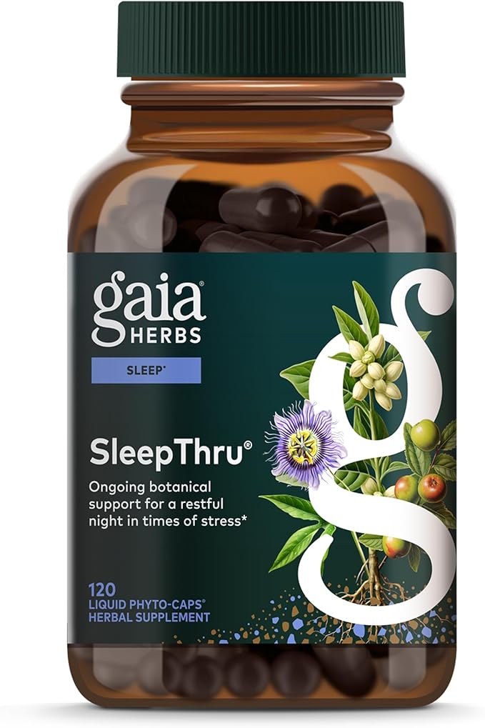 Gaia Herbs SleepThru - Sleep Support Supplement with Ashwagandha Root Magnolia Bark Passionflower &amp Jujube Date* - 120 Vegan Liquid Phyto-Caps (60 Servings)