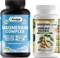 2-Pack Ginseng &amp Ginkgo Biloba Plus Magnesium Complex for Energy Boost and Support Muscle Function and Sleep