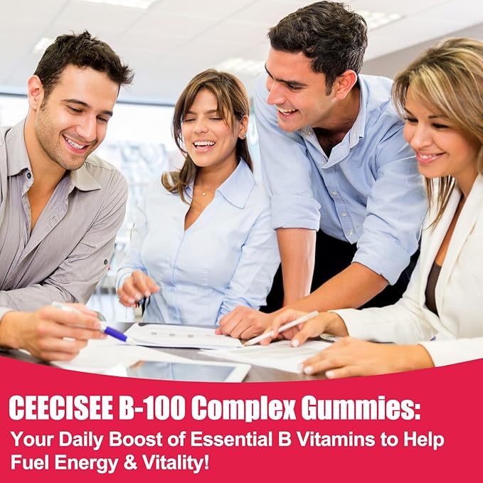 Organic Vitamin B-100 Complex Gummies: Chewable B Complex Supplement with All B Vitamins B1 B2 B3 B5 B6 B7 B9 B12 Plus D3 Zinc Ashwagandha - Energy Support for Work Women Men Vegan(120Count)