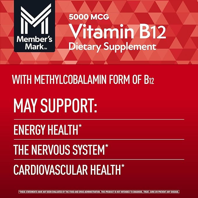 Member’s Mark Vitamin B12 Quick Dissolve Tablets Cherry (300 Count) (2 Pack)