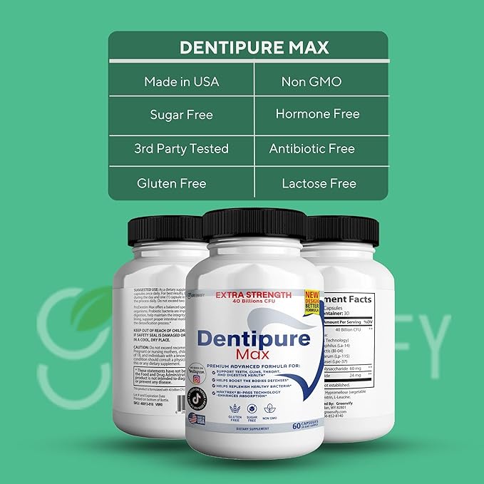 Dentipure Max Probiotic Supplement 40 Billion CFU 60 Capsules Supports Teeth and Digestive Health (1)