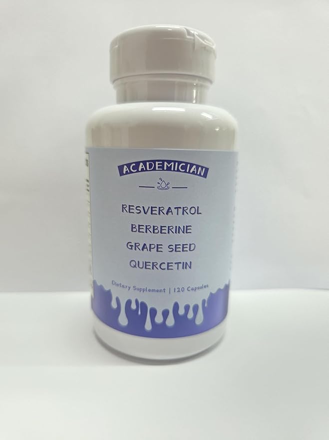 Grape Seed Extract Capsules with Berberine Capsules Resveratrol Quercetin Supplement - 120 Count