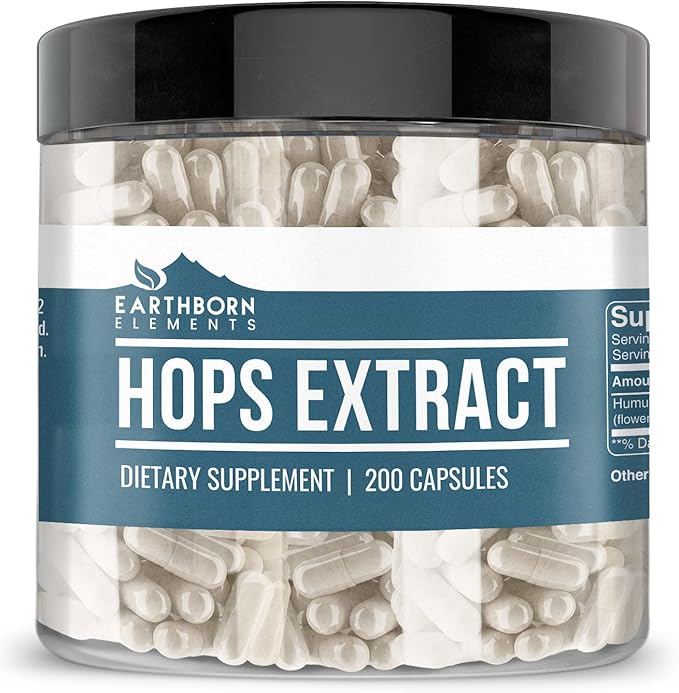Earthborn Elements Magnesium Oxide and Hops Bundle 200 Capsules Each Pure &amp Undiluted No Additives
