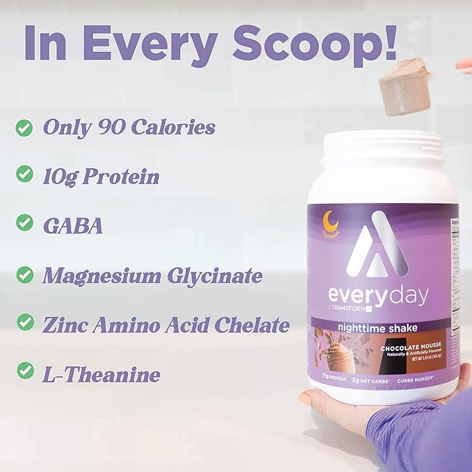 TransformHQ Nighttime Shake Sleep + Protein Blend 28 Servings Pineapple Upside Down Cake Flavor