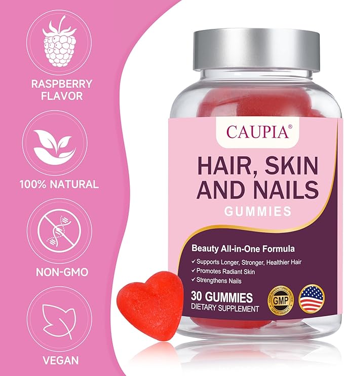 Hair Skin and Nails Gummies All-in-One Advanced Formula Supports Hair Growth - Skin Health &amp Nail Strength - 30 Gummies