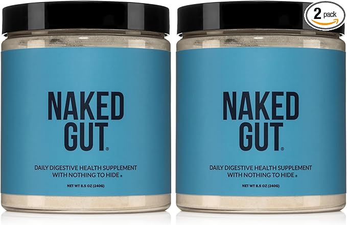 NAKED Gut - Daily Gut Health Supplement - Natural Gut Health Powder for Gut Cleanse Digestive Support GMO-Free Soy-Free Gluten-Free Vegan and Hypoallergenic 40 Servings (Pack of 2)