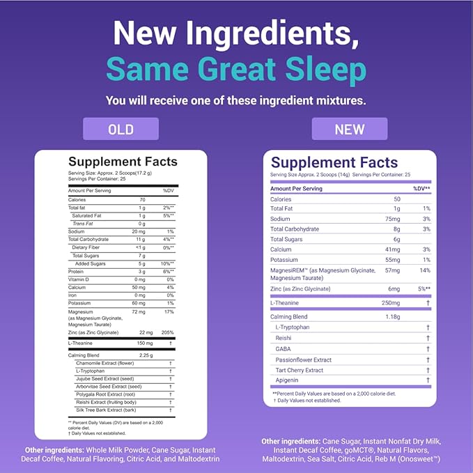 MoonBrew Nighttime Magnesium Vanilla Latte Mix Natural Sleep Aid Drink Mix for Adults - Calming Melatonin-Free Sleep Support Powder with Magnesium Glycinate L-Theanine Chamomile &amp Zinc