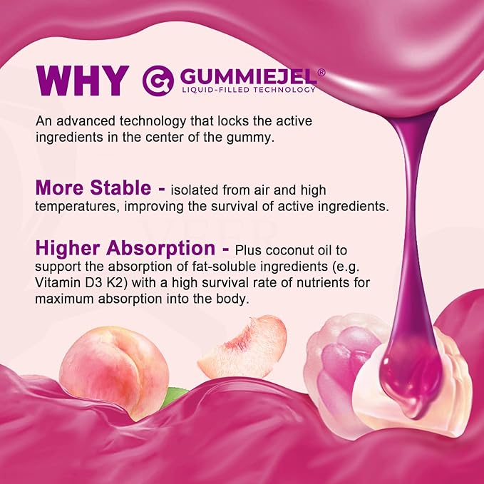 Sugar-Free Calcium Citrate Gummies 1000mg w/Vitamin D3 K2 Magnesium Zinc Boron Manganese Copper for Bone Muscle &amp Immune Ultimate Absorption Calcium Supplement for Women &amp Men - Vegan