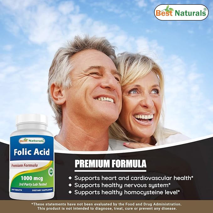 Best Naturals Vitamin B1 as Thiamine Mononitrate 100 mg &amp Folic Acid 1000 mcg