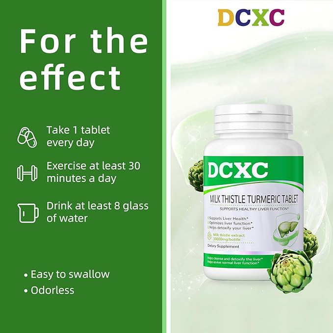 Liver Detox Supplement30000mg Milk Thistle Turmeric TabletStay up Late – Supports Liver Health – 60 Tablets