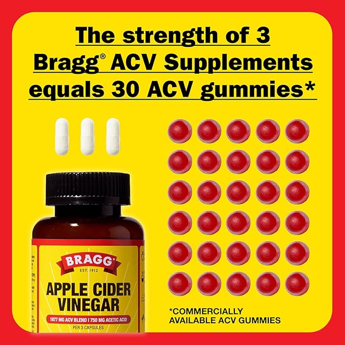 Bragg Organic Apple Cider Vinegar Capsules with Vitamin D and Zinc - (2 Pack) 90 Count - Supports Immune System