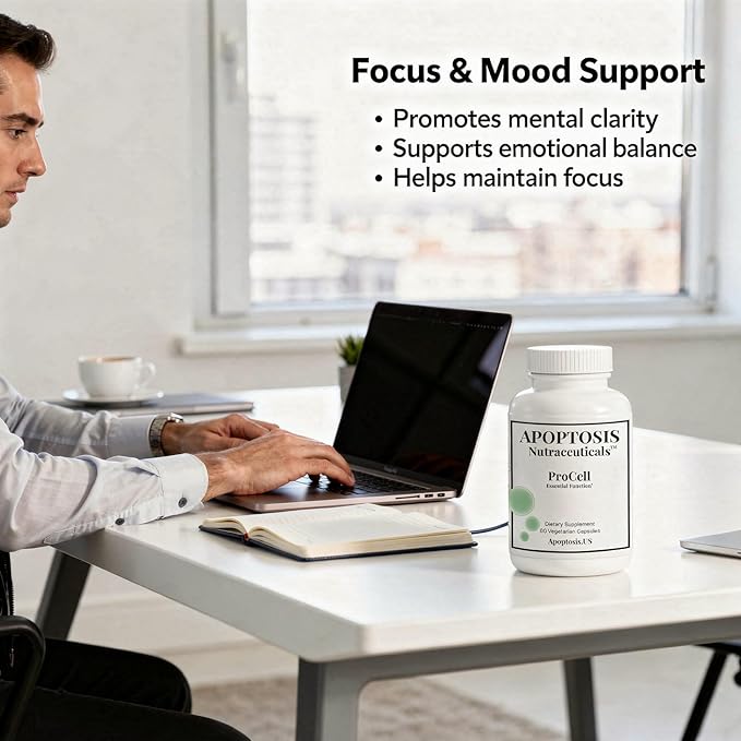 Apoptosis ProCell – Organic Ashwagandha &amp Black Pepper Extract Supplement – Cellular Health Mood &amp Stress Support – 60 Capsules – Made in USA