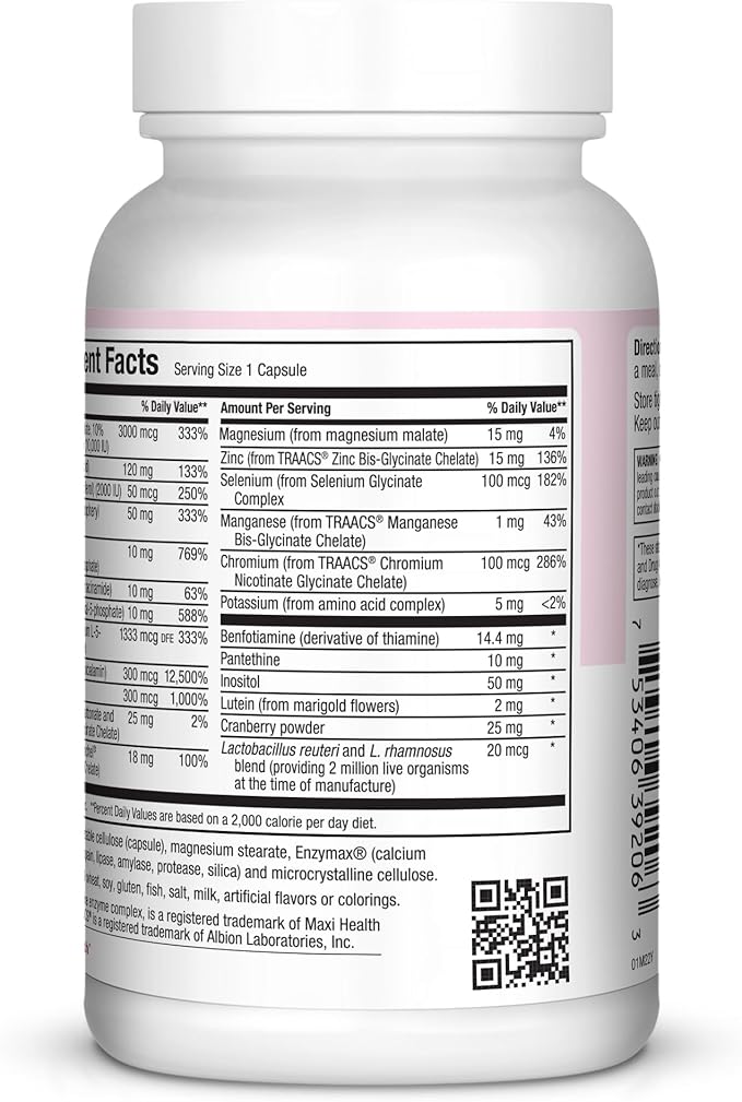 Maxi Health Teen Vitamins for Girls 12-17 + Women’s Daily Multivitamin Bundle with D3 Iron Calcium Biotin Digestive Enzymes &amp Essential Vitamins – Energy Immune Mood &amp Gut Health Support