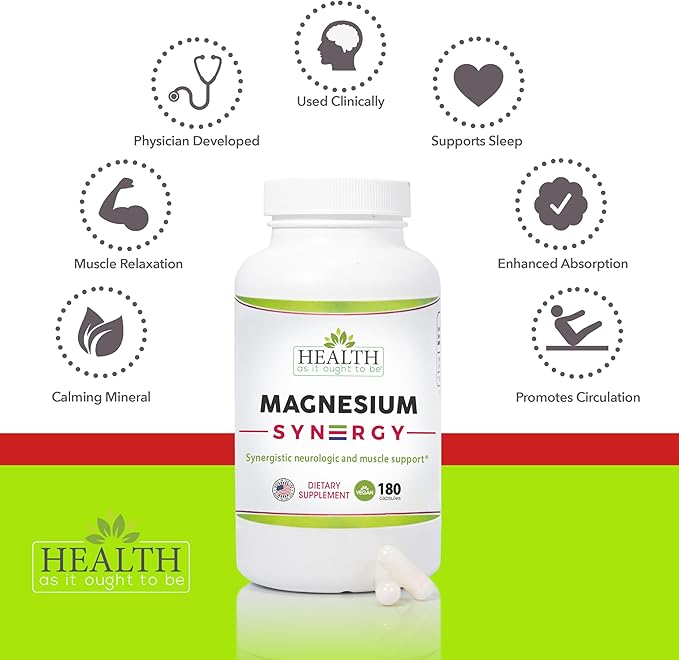 Magnesium Syn3rgy (Mag BisGlycinate Mag Malate Mag Taurate) - 180 Capsules