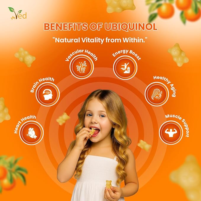 ved Ubiquinol Gummy | Active Form coq10 | High Absorption/Enhanced bioactivity | Essential for Heart Health and Cellular Energy Production | 150 mg 90 Gummy (Pack of 2)