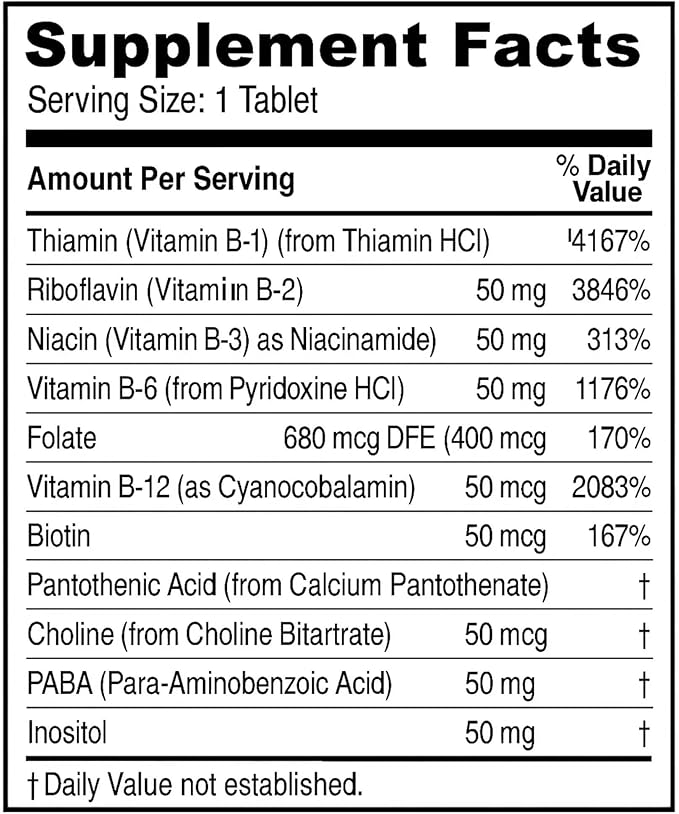 B-Complex Energy Production Vitamin Supplement 60 Tablets