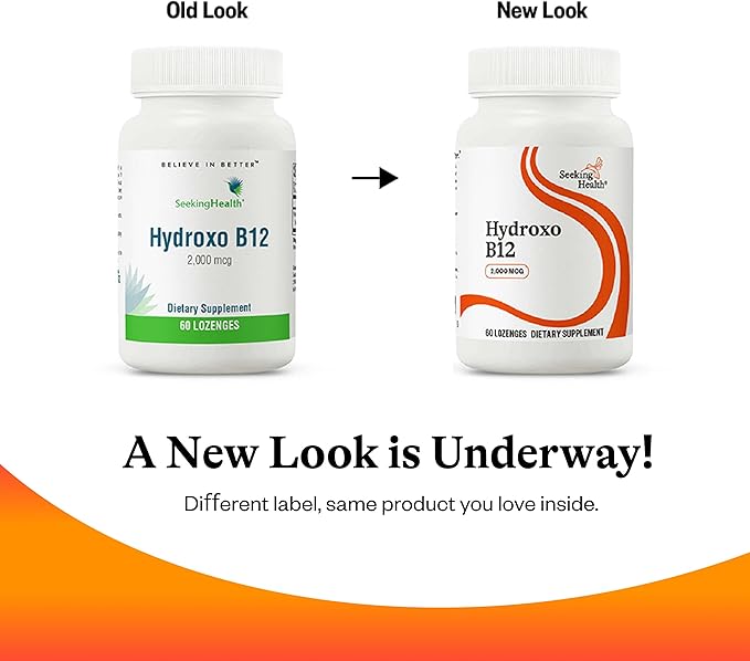 Seeking Health Hydroxo B12 - Vitamin B Supplement for Energy Support - Supplement with Folate to Support Methylation &amp Homocysteine Levels - 2000 mcg 60 Lozenges