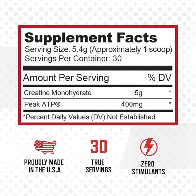 Purus Labs Creatine ATP Peak ATP + Creatine Monohydrate Unflavored - 30 Servings - Muscle Activation &amp Cellular Energy