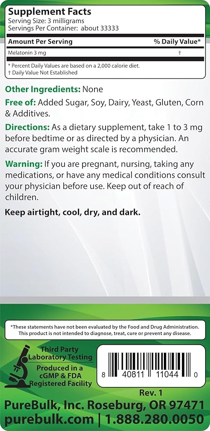 Melatonin Powder (100 Grams)