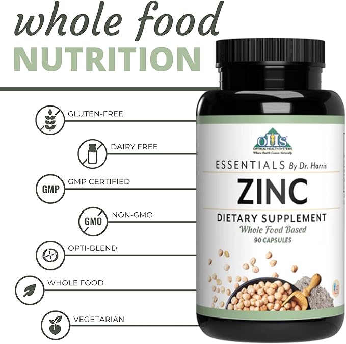 Optimal Health Systems Essential Zinc | Chelated Zinc Bisglycinate for Cellular Skin &amp Immune Support – Vegetarian Non-GMO Gluten &amp Dairy Free – 90 Capsules
