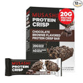 MUSASHI Protein Crisp Bar 20g Protein 4g Total Sugars Chocolate Brownie Post Workout and Snack On The Go 12 Pack of 2.1oz (60g) Bars