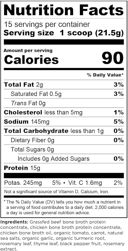 Ancient Nutrition Bone Broth Protein Powder Chicken Soup Grass-Fed Chicken and Beef Bone Broth Powder 15g Protein Per Serving Supports a Healthy Gut 15 Servings