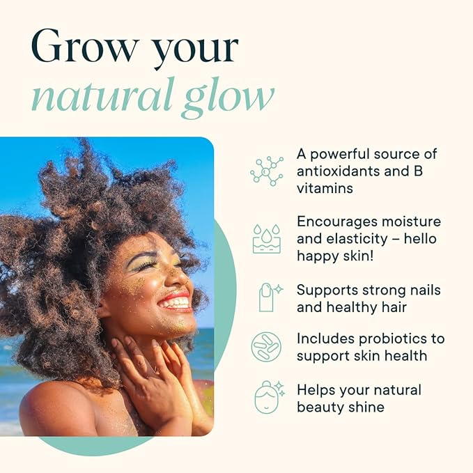 Ora Organic Hair Skin and Nails Support- BeYouTiful - Beauty Supplement with B Vitamins and Algae Extracts for Healthy Hair and Skin - 60 Vegan Capsules