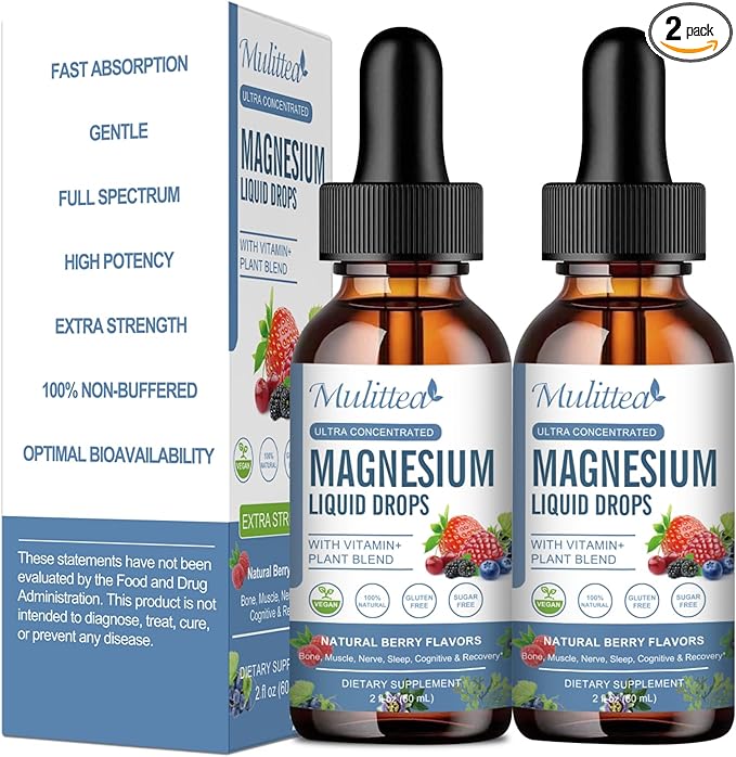 Magnesium Glycinate Liquid Drops with L-Theanine Ashwagandha &amp Saffron - Herbal Sleep &amp Calm Support with Chamomile Passionflower &amp Kava - Relaxation Mood &amp Nerve Support - Sugar Fr