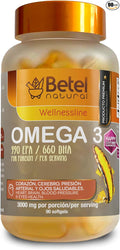 Betel Natural Premium Omega 3 Fish Oil EPA/DHA Aceite de Pescado - 90 Softgels