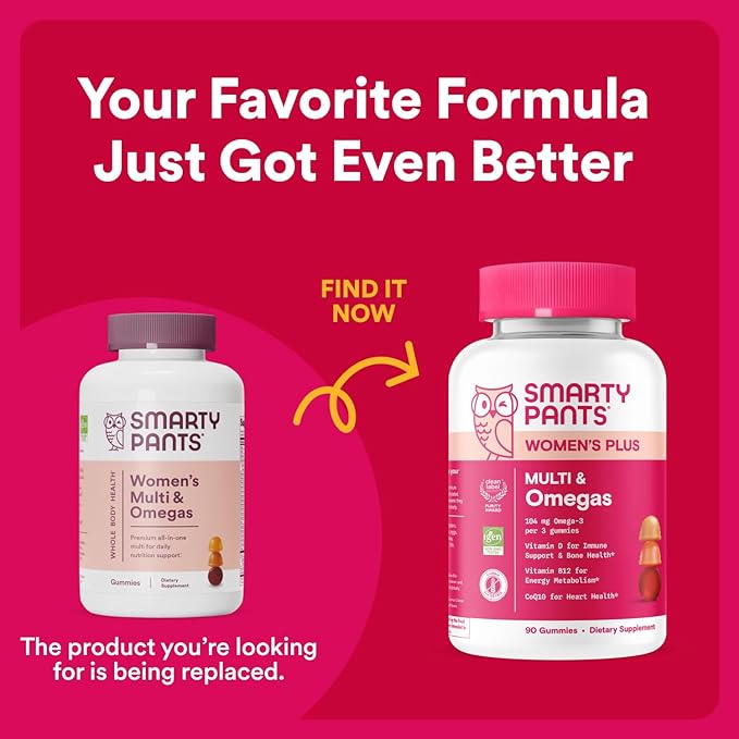 SmartyPants Women's Multivitamin Gummies: Omega 3 Fish Oil (EPA/DHA) Methylfolate CoQ10 Vitamin D3 C Vitamin B12 B6 A K &amp Zinc Inositol Gluten Free 120 Count (20 Day Supply)