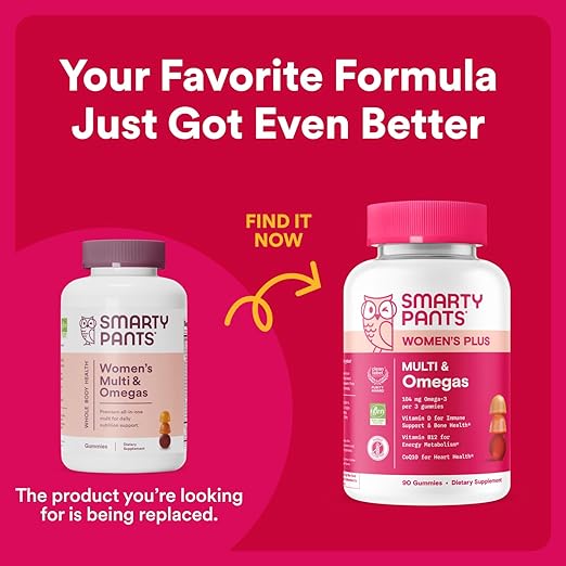 SmartyPants Women's Multivitamin Gummies: Omega 3 Fish Oil (EPA/DHA) Methylfolate CoQ10 Vitamin D3 C Vitamin B12 B6 A K &amp Zinc Inositol Gluten Free (30 Day Supply) 180 Count (Pack of 2