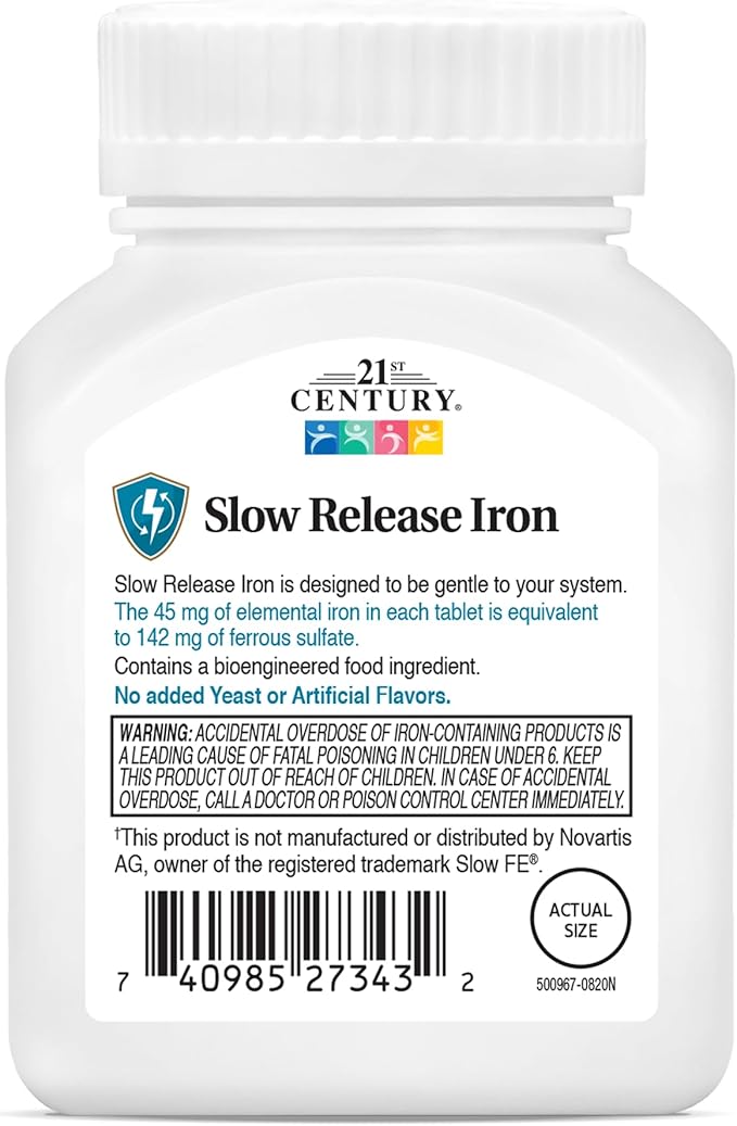 21st Century Slow Release Iron Tablets 60 ea Pack of 4 - Packaging May Vary