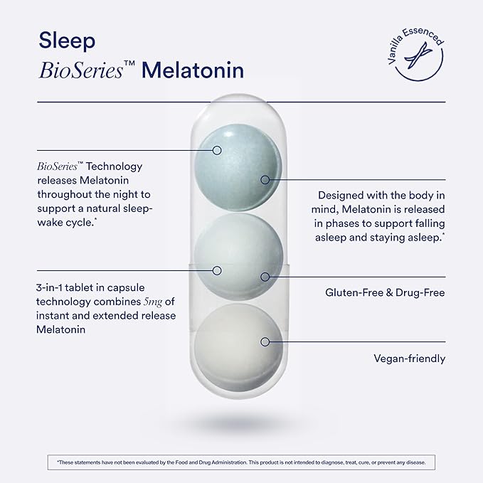 Ritual Sleep Bioseries™ Melatonin: Sleep Aid for Adults Sleep Supplement with Time Released Capsules Vegan Drug Free Sleep Vitamins for All Night Sleep Support 20 Capsules (Pack of 2)