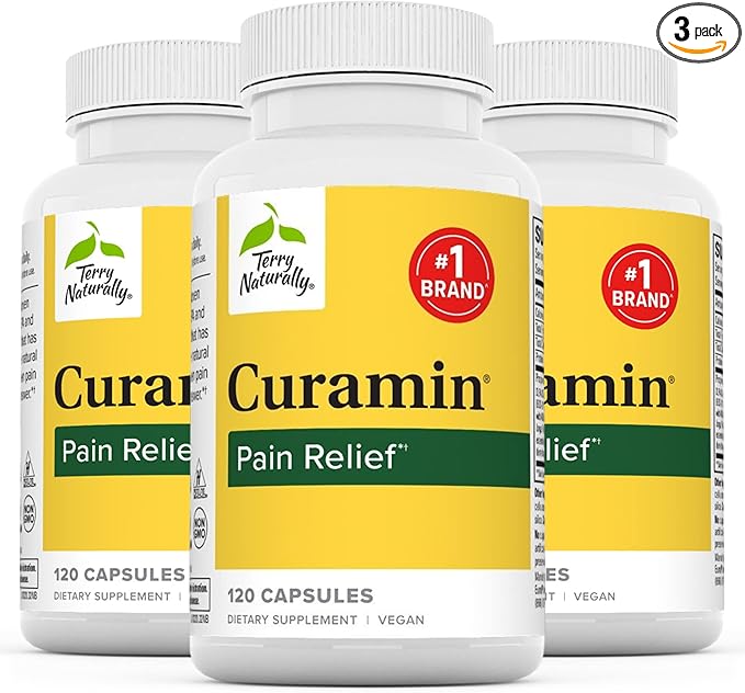 Terry Naturally Curamin - Curcumin Supplement for Circulation &amp Endorphin Support - Support for Occasional Discomfort - Aids Healthy Muscles - 120 Capsules (Pack of 3)