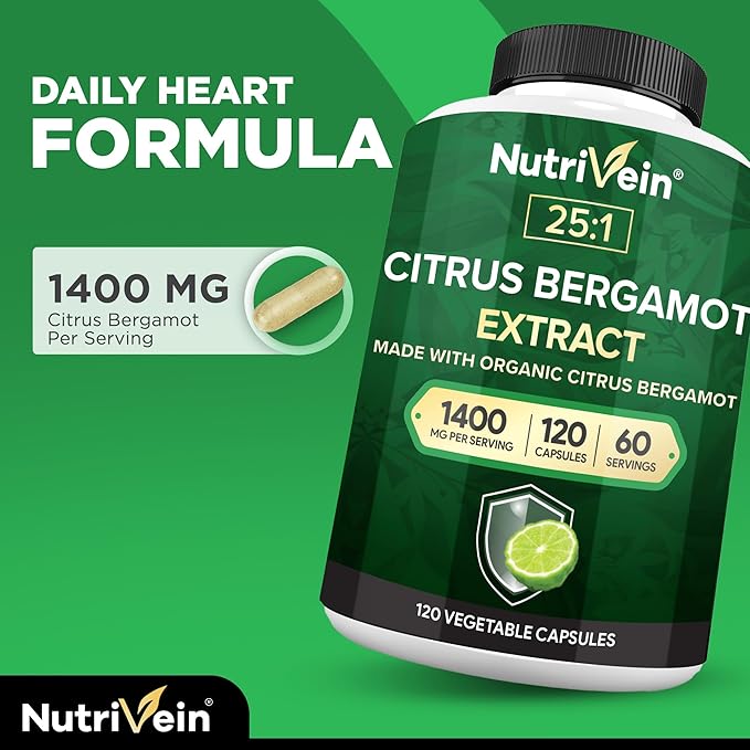 Nutrivein Premium Citrus Bergamot &amp Resveratrol Supplement Bundle: Resveratrol &amp 25:1 Citrus Bergamot Supplement for Vitality Repair &amp Circulatory Wellness