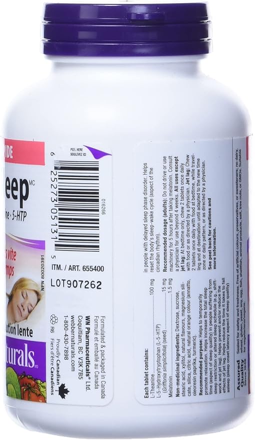 Webber Naturals Super Sleep Melatonin Plus L-Theanine &amp 5-HTP 90 soft-melt tablets (1)